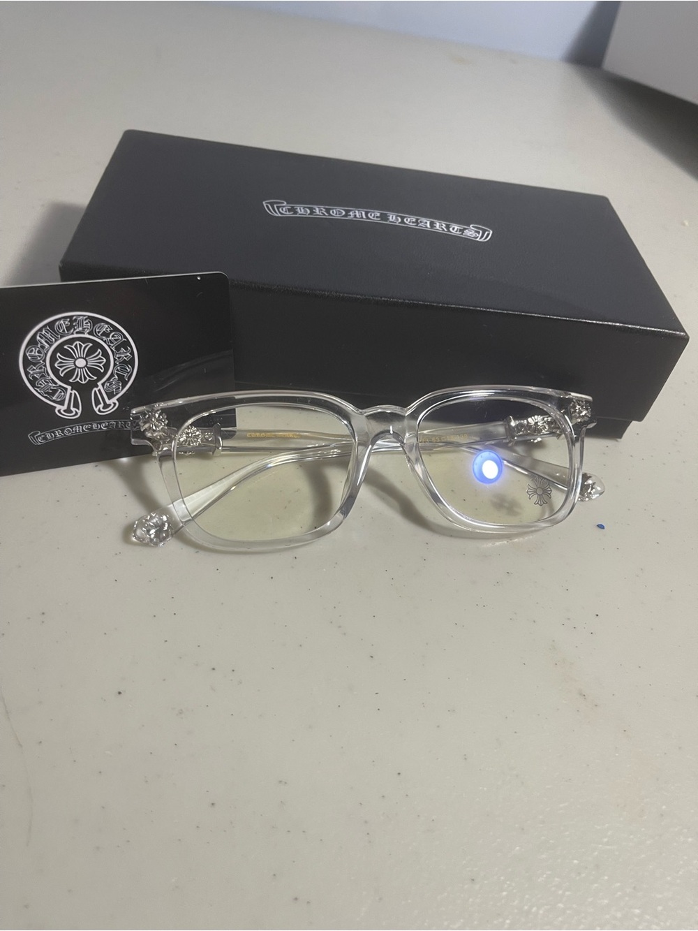 Chrome Hearts Clear Frame Glasses with Silver Accents